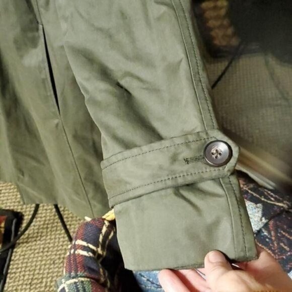 Pendleton Nylon Wool Long Lined Army Green Rain or Trench Coat with Pocket - Picture 4 of 12